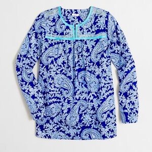 J. Crew Factory Blue Paisley Blouse